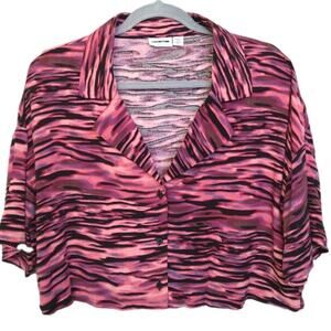 Noisy May pink black animal print crop top size M